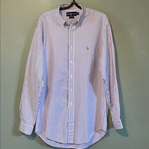 Ralph Lauren Yarmouth Blue Red Checkered Men's Shirt 100% Cotton Hong Kong XXL